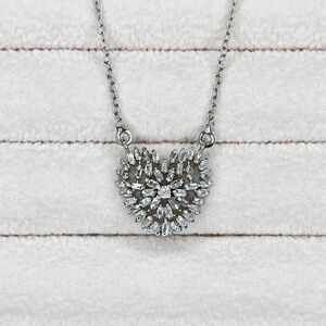 N024 | Natural Diamond Cluster Heart Necklace